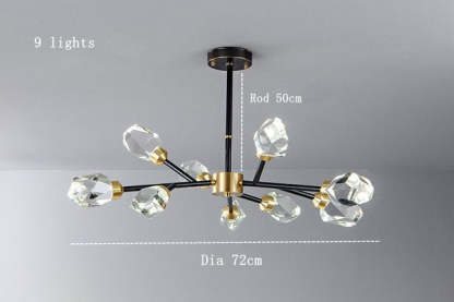Barlley Crystal Branch Chandelier, Black-Sylvia Space