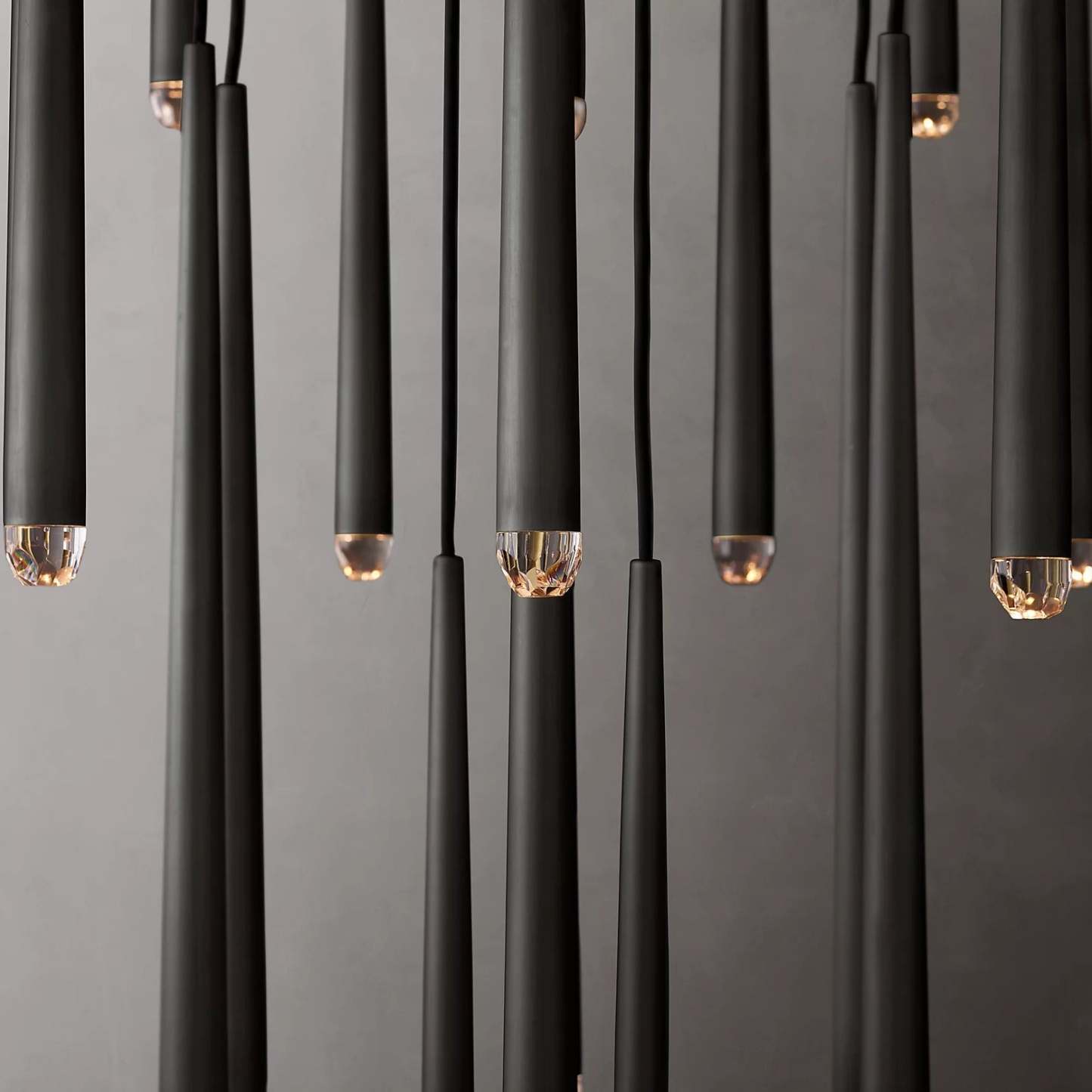 Aquinan Tapered Tubular Round Chandelier 24" 30" 48", Lacquered Burnished Brass / Bronze