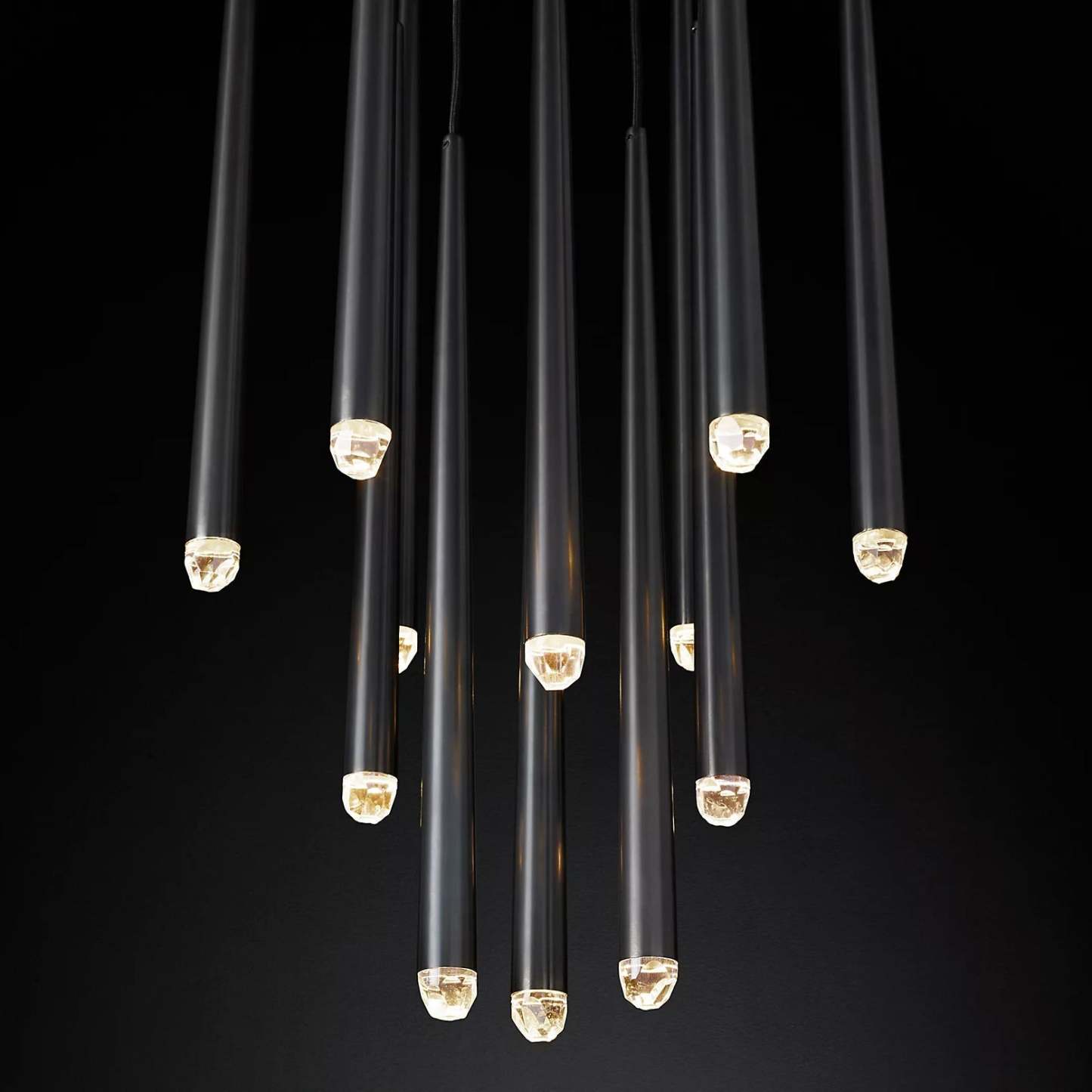 Aquinan Tapered Tubular Round Chandelier 24" 30" 48", Lacquered Burnished Brass / Bronze