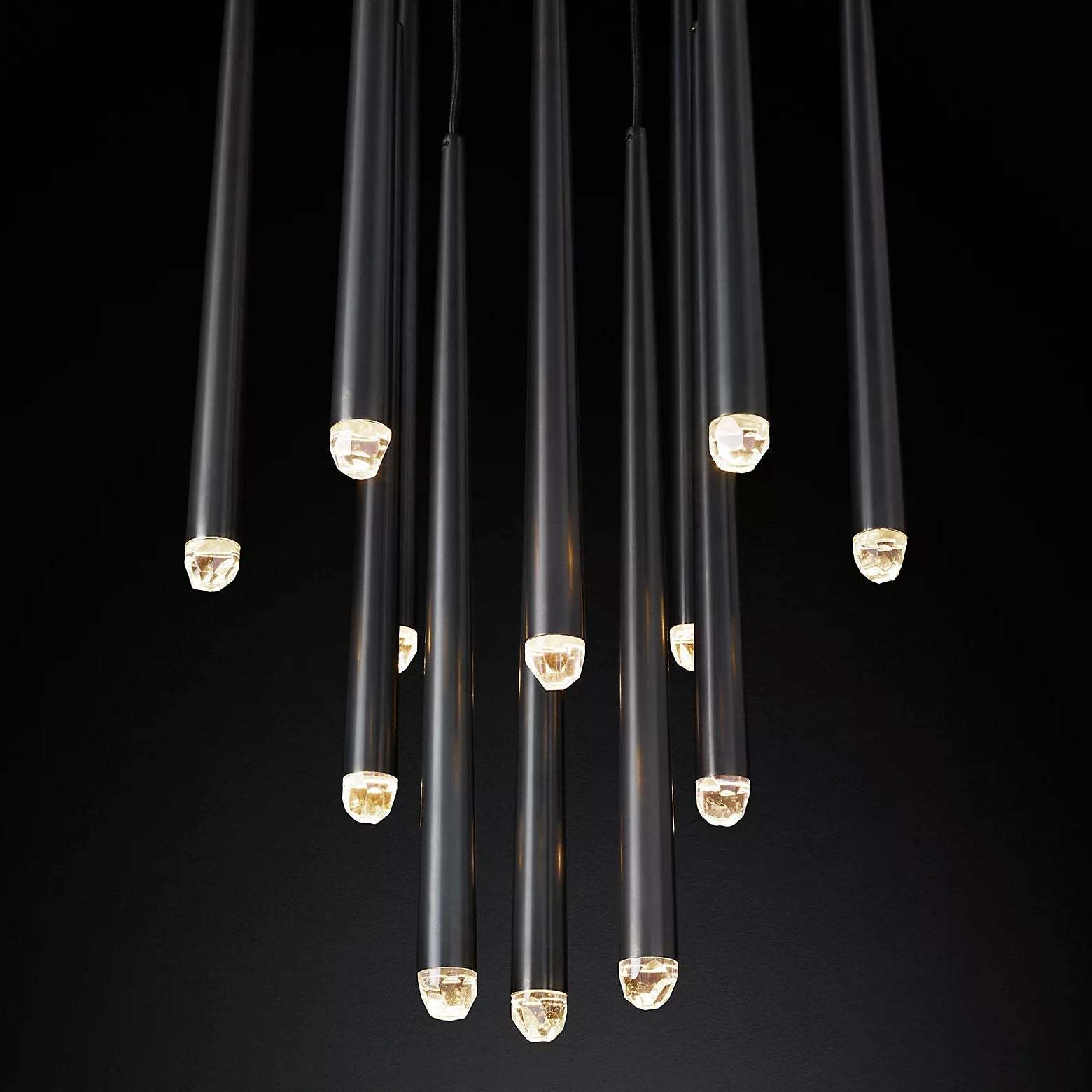Aquinan Tapered Tubular Round Chandelier 24" 30" 48", Lacquered Burnished Brass / Bronze