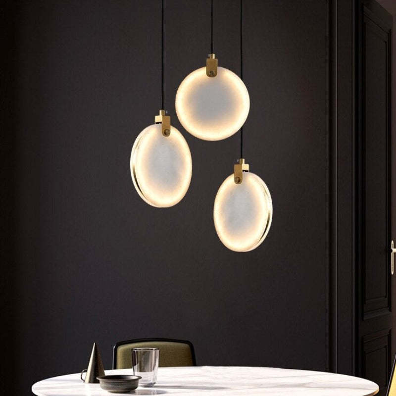 Moon Shade Lorry Natural Marble Pendant Light-Sylvia Space