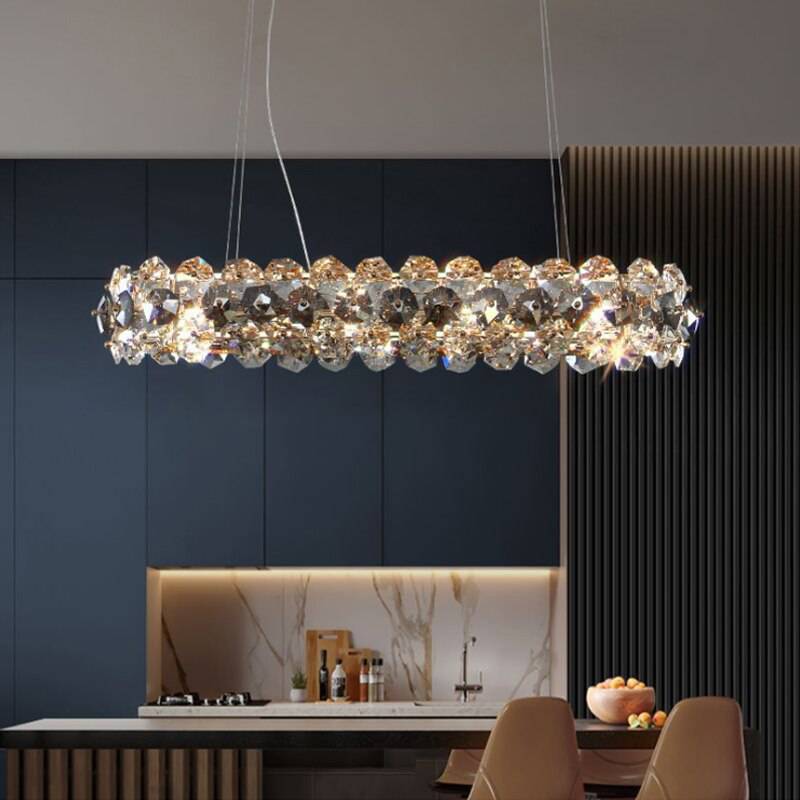 Lamony Crystal Linear Chandelier FOR Dining Room-Sylvia Space