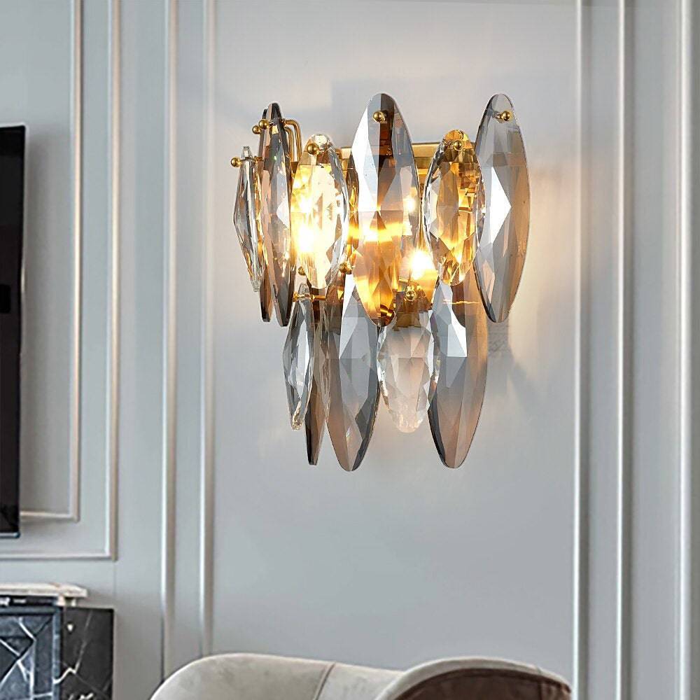 Lazoy Crystal Wall Sconce 12"H-Sylvia Space