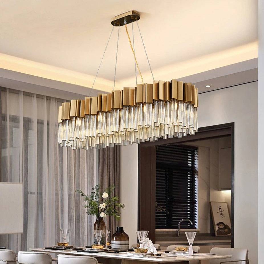 Milanoy Brushed Gold Chandelier for Dining Room-Sylvia Space