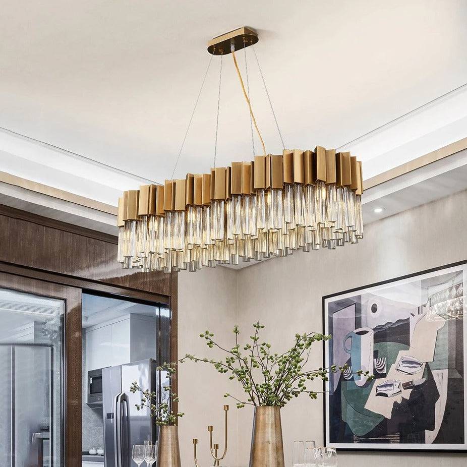 Milanoy Brushed Gold Chandelier for Dining Room-Sylvia Space