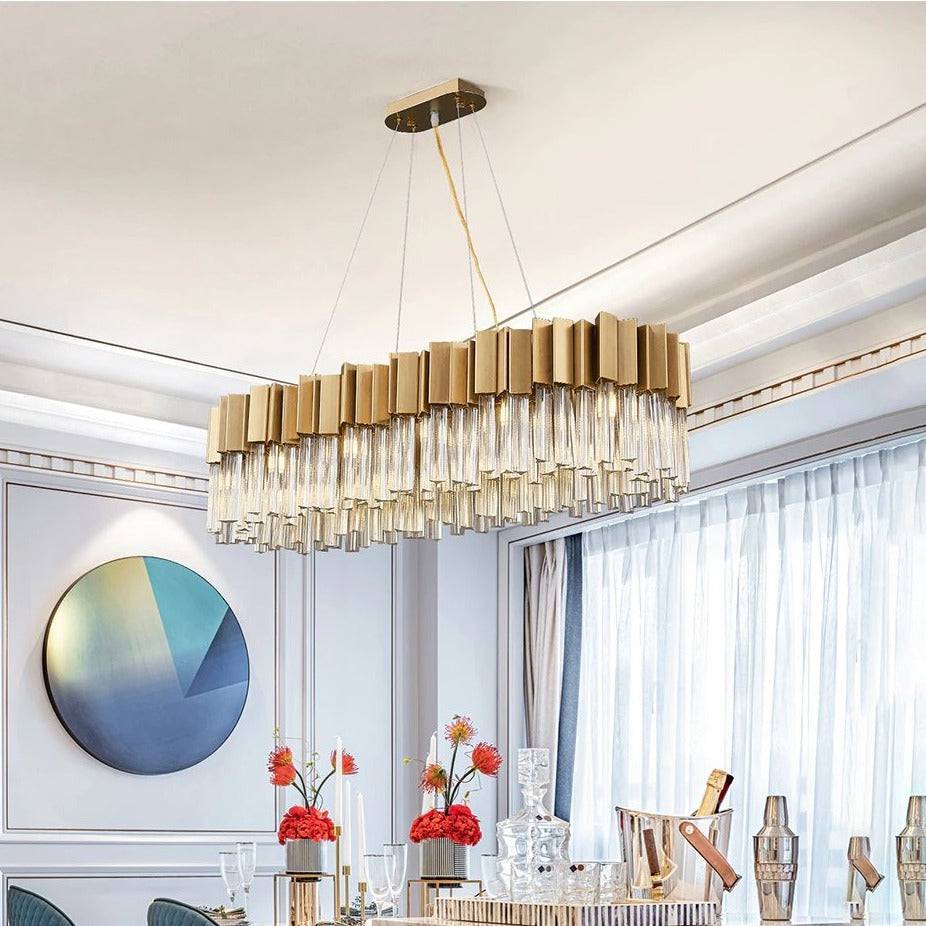 Milanoy Brushed Gold Chandelier for Dining Room-Sylvia Space
