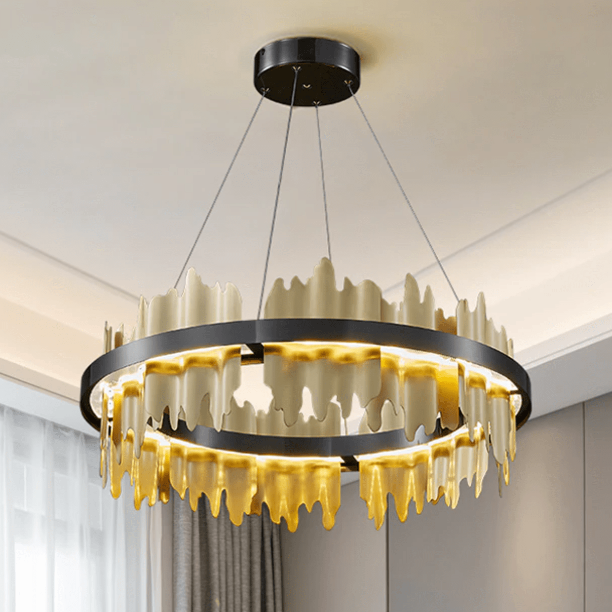 Glory Brushed Round Chandelier-Sylvia Space