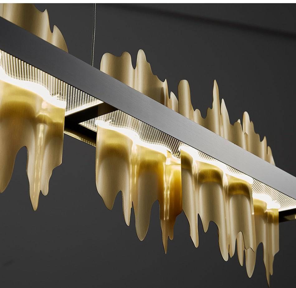 Groul Brushed Brass Linear Chandelier for Dining Room-Sylvia Space