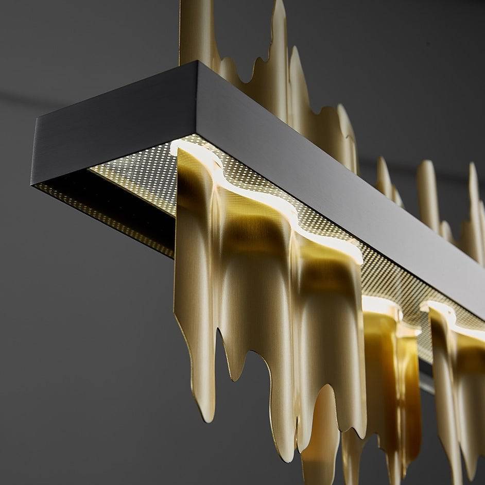Groul Brushed Brass Linear Chandelier for Dining Room-Sylvia Space