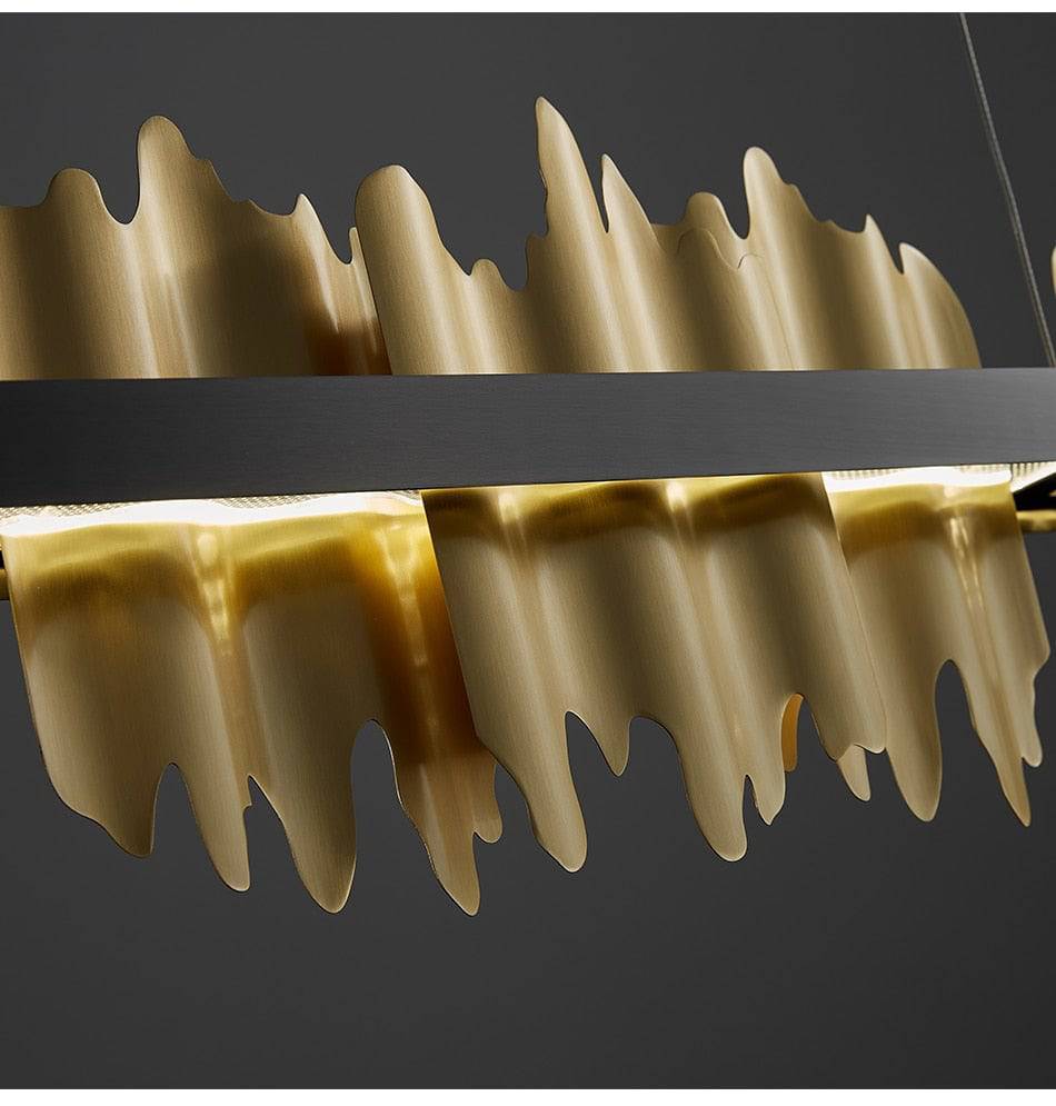 Groul Brushed Brass Linear Chandelier for Dining Room-Sylvia Space