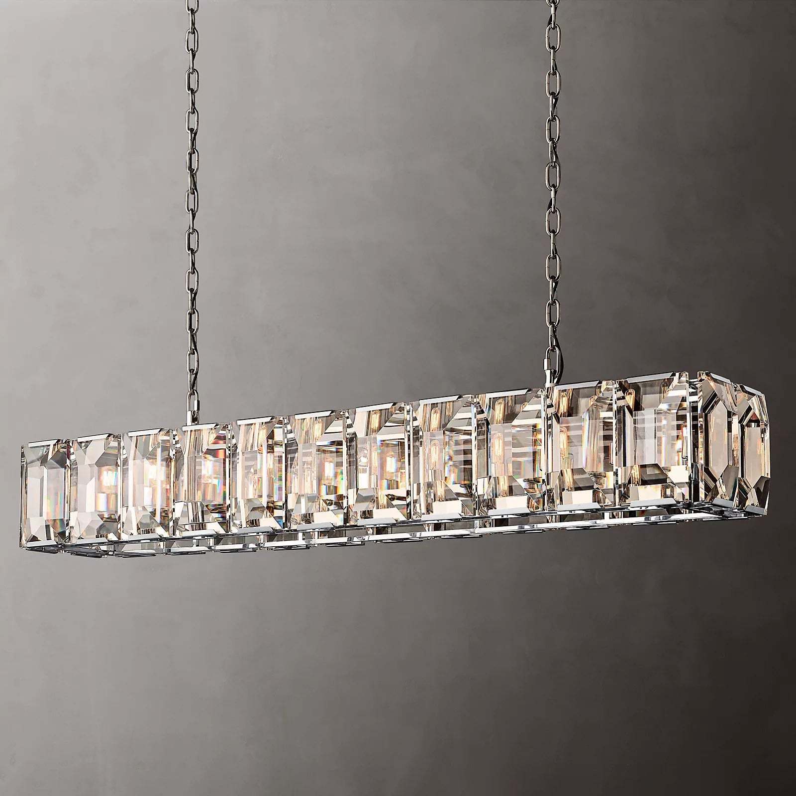 Harlow Faceted Crystal Rectangular Chandelier 74"