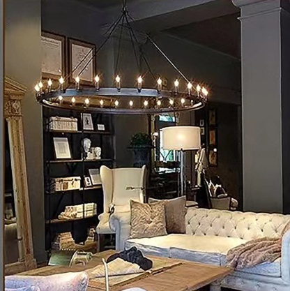 Caminy Vintage Filament Round Chandelier 63"