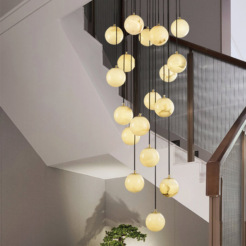 Marble Lorry  Long chandelier for Duplex staircase light lucite