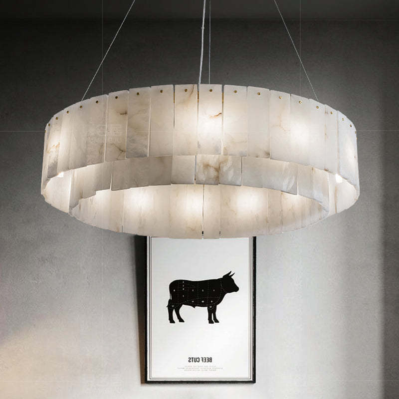 Marble Lorry 2-Tier Round Chandelier-Sylvia Space
