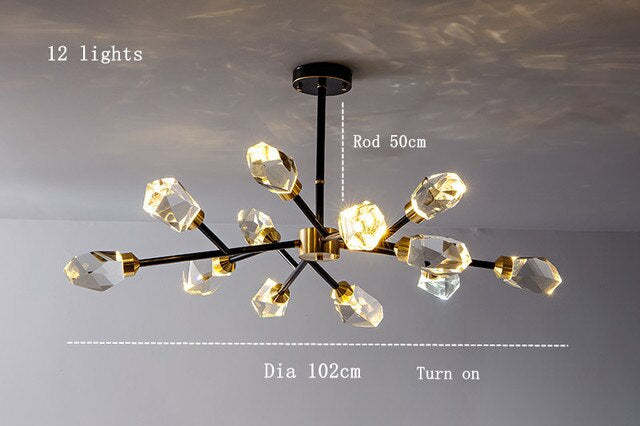 Barlley Crystal Branch Chandelier, Black-Sylvia Space