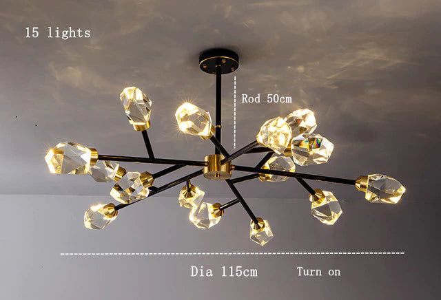 Barlley Crystal Branch Chandelier, Black-Sylvia Space