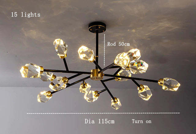 Barlley Crystal Branch Chandelier, Black-Sylvia Space