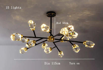Barlley Crystal Branch Chandelier, Black-Sylvia Space