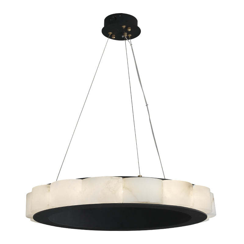 Moden Marble Round Chandelier Black-Sylvia Space