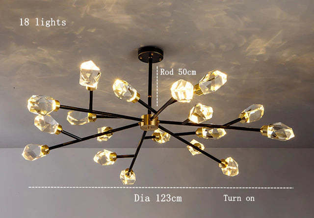 Barlley Crystal Branch Chandelier, Black-Sylvia Space
