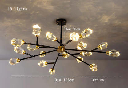 Barlley Crystal Branch Chandelier, Black-Sylvia Space