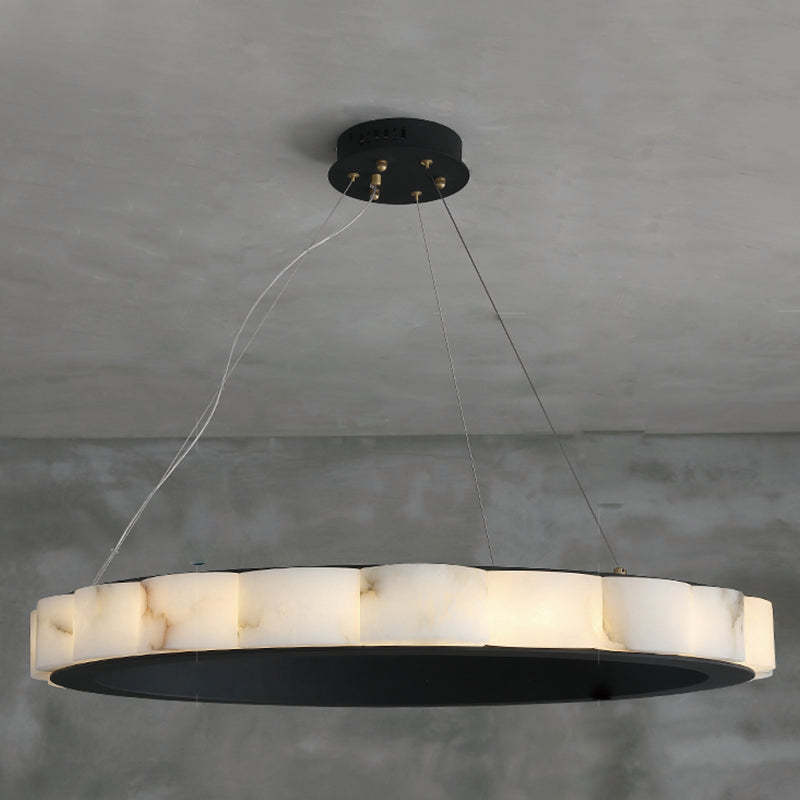 Moden Marble Round Chandelier Black-Sylvia Space