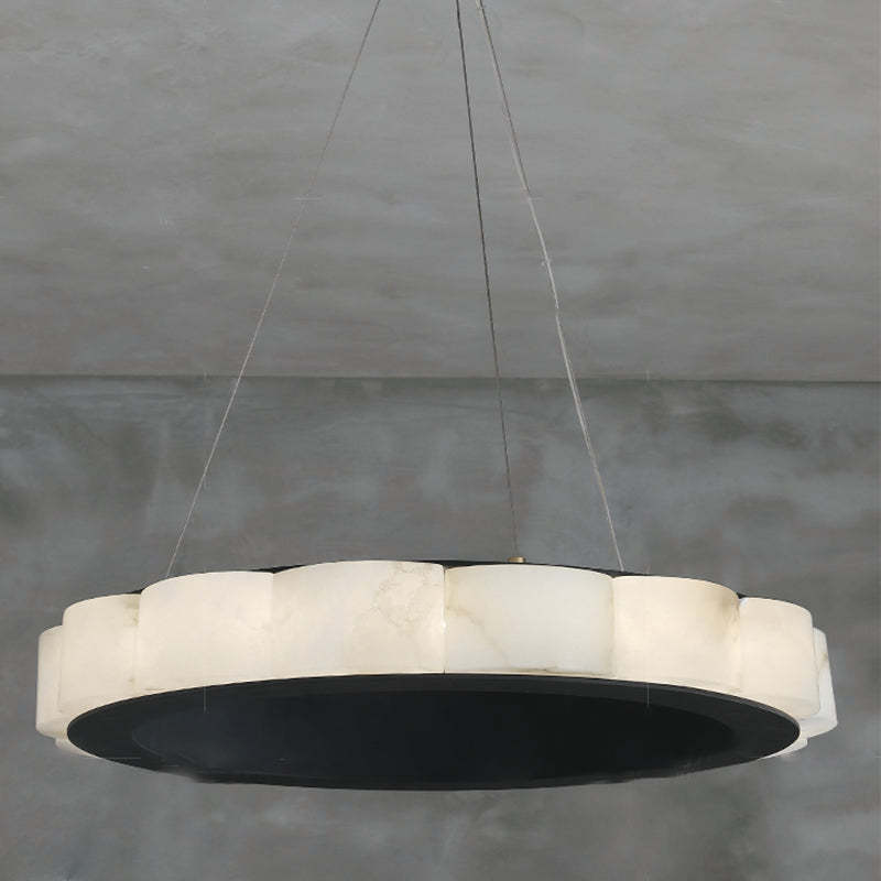 Moden Marble Round Chandelier Black-Sylvia Space