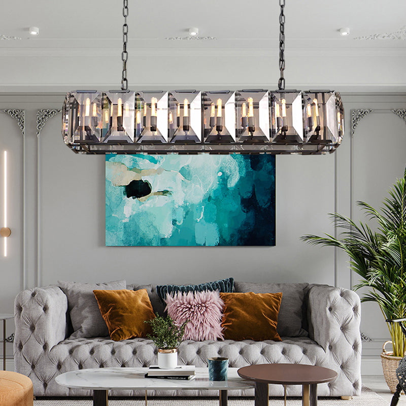 Harlow Faceted Crystal Rectangular Chandelier 55"