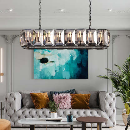 Harlow Faceted Crystal Rectangular Chandelier 55"