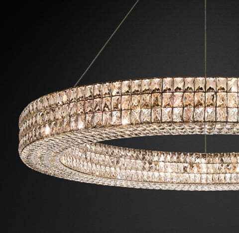 Crystal Glass Spiridone Linear Chandelier 49" 61"