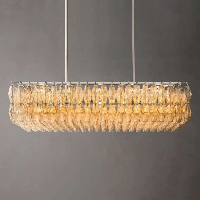 Italiany Glass Rectangular Chandelier 54"