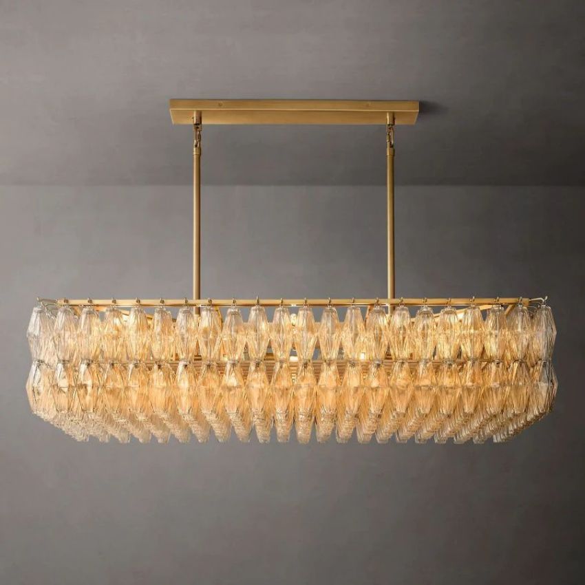 Italiany Glass Rectangular Chandelier 54"
