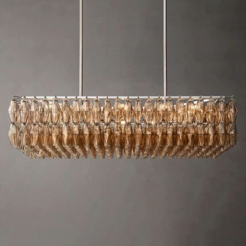 Italiany Glass Rectangular Chandelier 54"
