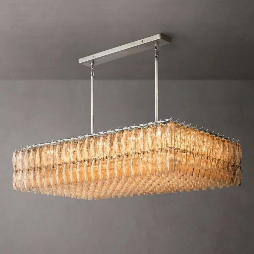 Italiany Glass Rectangular Chandelier 54"