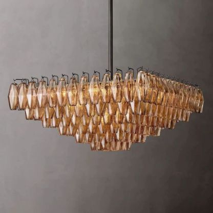 Italiany Smoke Glass Square Chandelier 32"-Sylvia Space