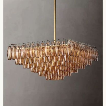 Italiany Smoke Glass Square Chandelier 32"-Sylvia Space