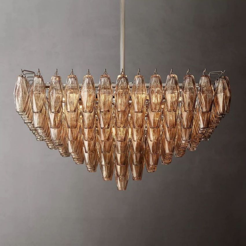 Italiany Smoke Glass Square Chandelier 32"-Sylvia Space