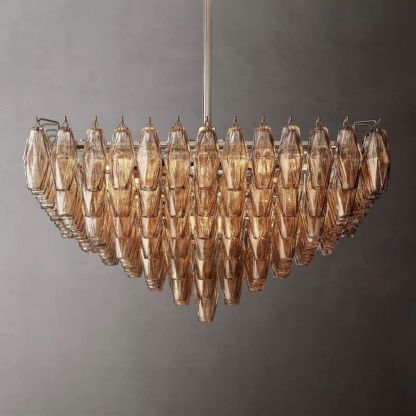 Italiany Smoke Glass Square Chandelier 32"-Sylvia Space
