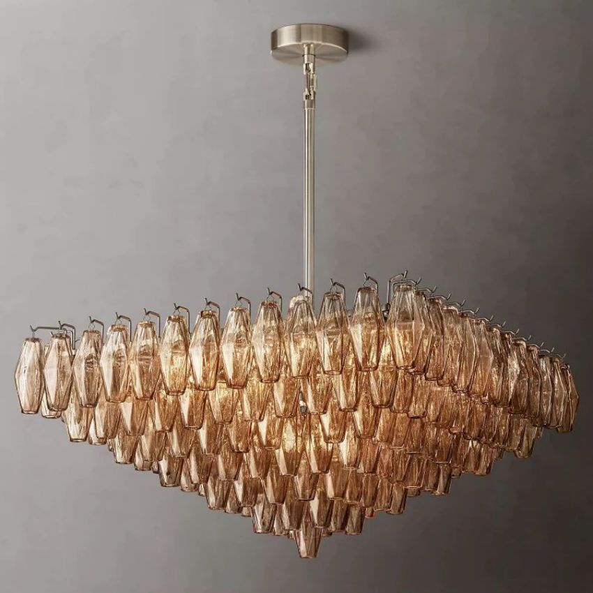 Italiany Smoke Glass Square Chandelier 32"-Sylvia Space