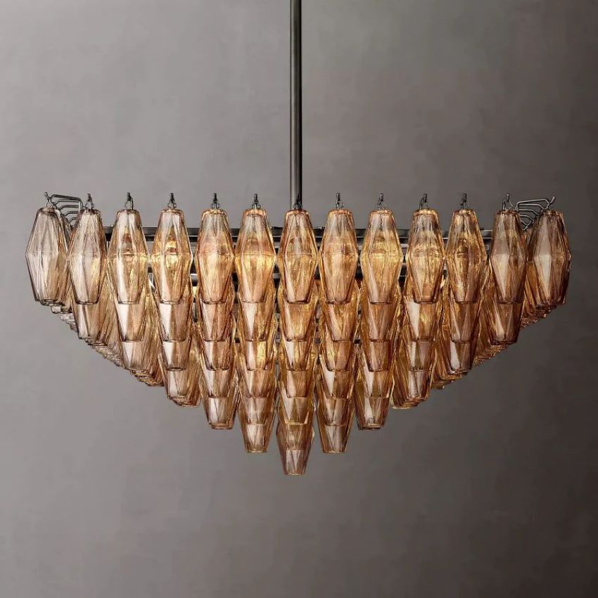 Italiany Smoke Glass Square Chandelier 32"-Sylvia Space