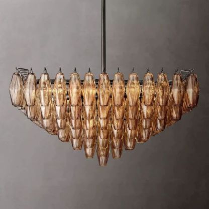 Italiany Smoke Glass Square Chandelier 32"-Sylvia Space
