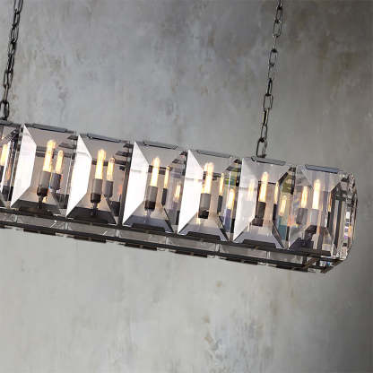 Harlow Faceted Crystal Rectangular Chandelier 55"