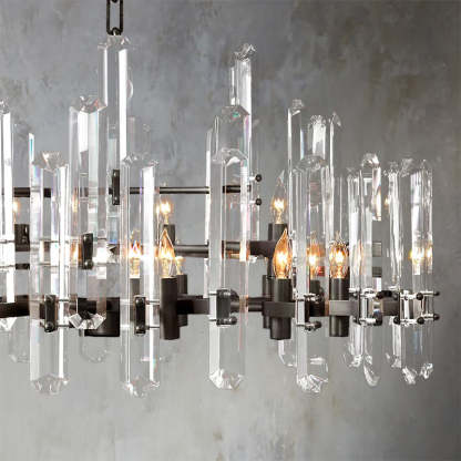 Bonnieo Faceted Crystal Round Chandelier 36"
