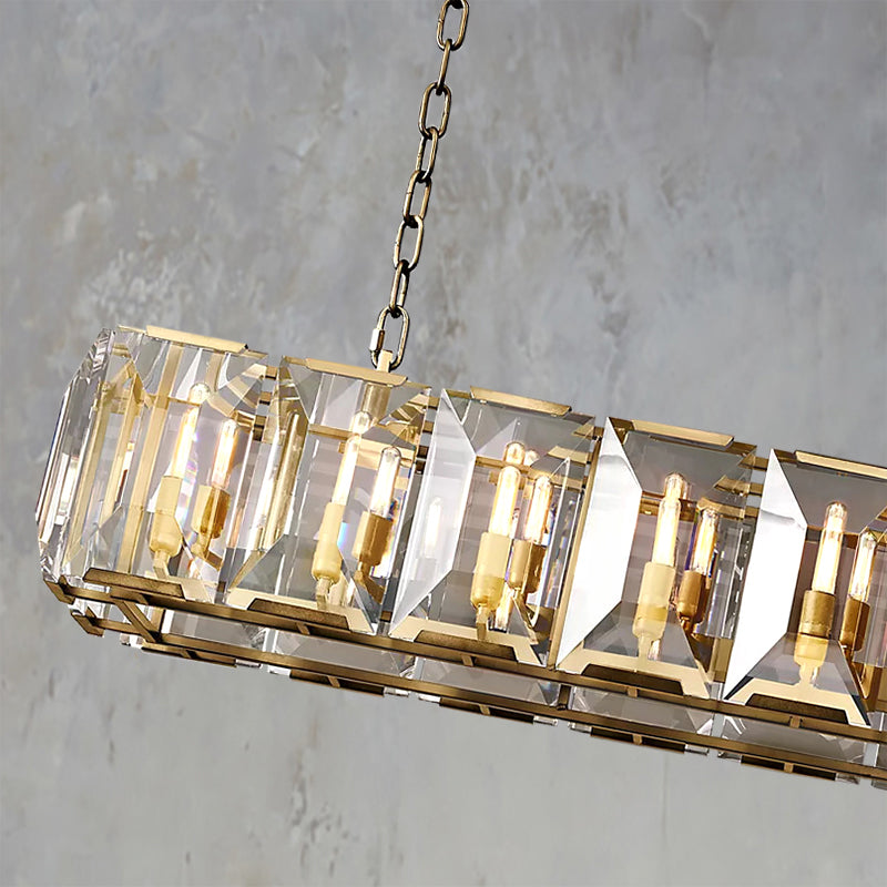 Harlow Faceted Crystal Rectangular Chandelier 62"