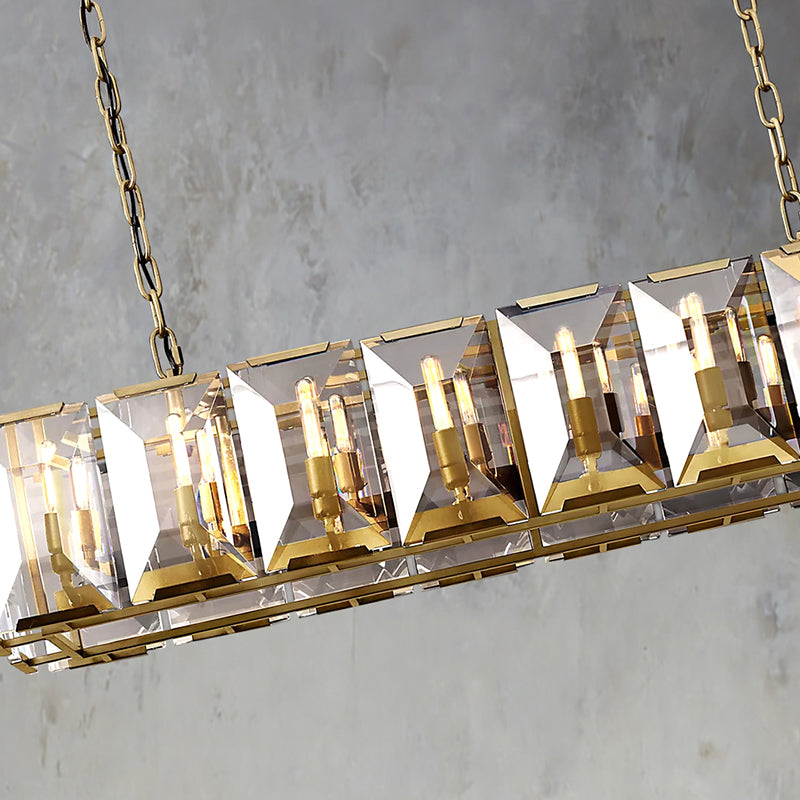 Harlow Faceted Crystal Rectangular Chandelier 55"