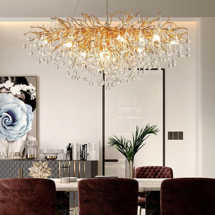 Elsassy Raindrop Gold Branch Chandelier-Sylvia Space