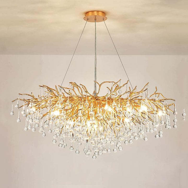 Elsassy Raindrop Gold Branch Chandelier-Sylvia Space