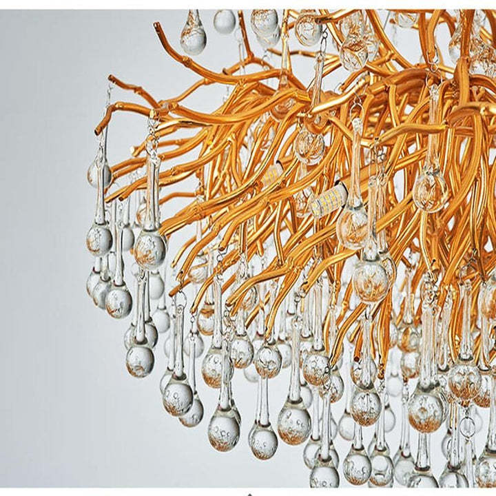Elsassy Raindrop Gold Branch Chandelier-Sylvia Space