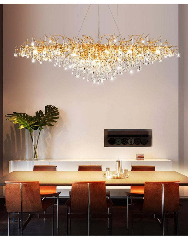 Elsassy Raindrop Gold Branch Chandelier-Sylvia Space
