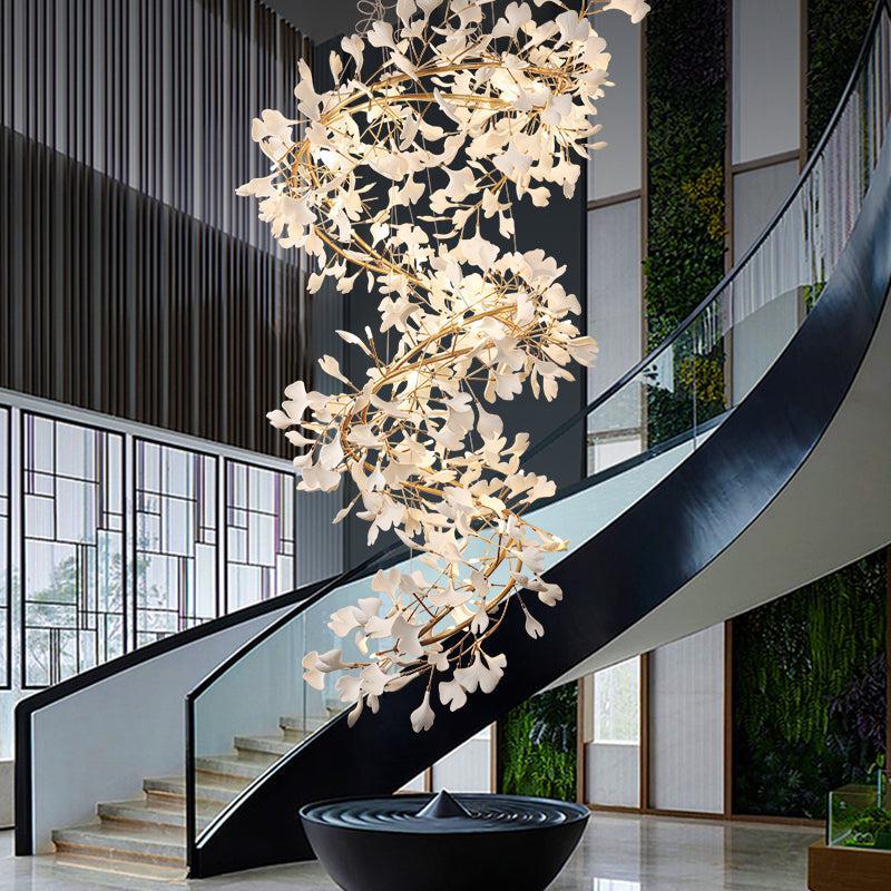 Ceramicy Ginkgo Spiral Linear Chandelier-Sylvia Space